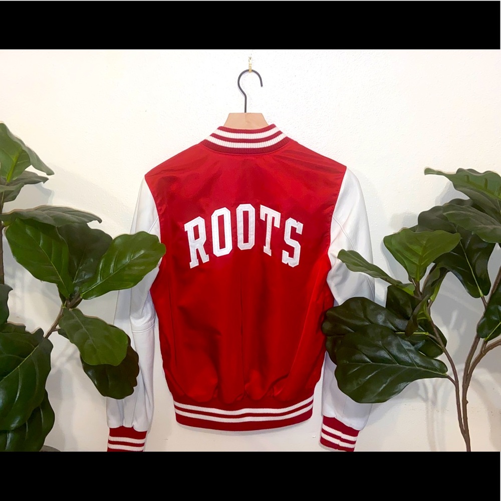 Roots Retro Varsity Italian Leather Red Bomber